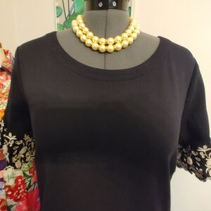 Talbots navy blue Dress with Embroidery and Lace Trim US XL (385)